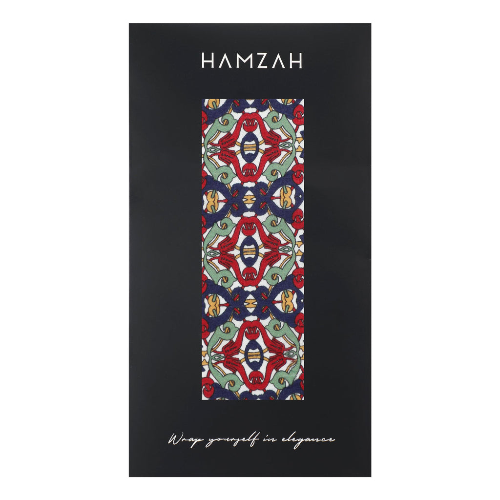 Burgundy Silk Scarf with Geometrical Print Sultana