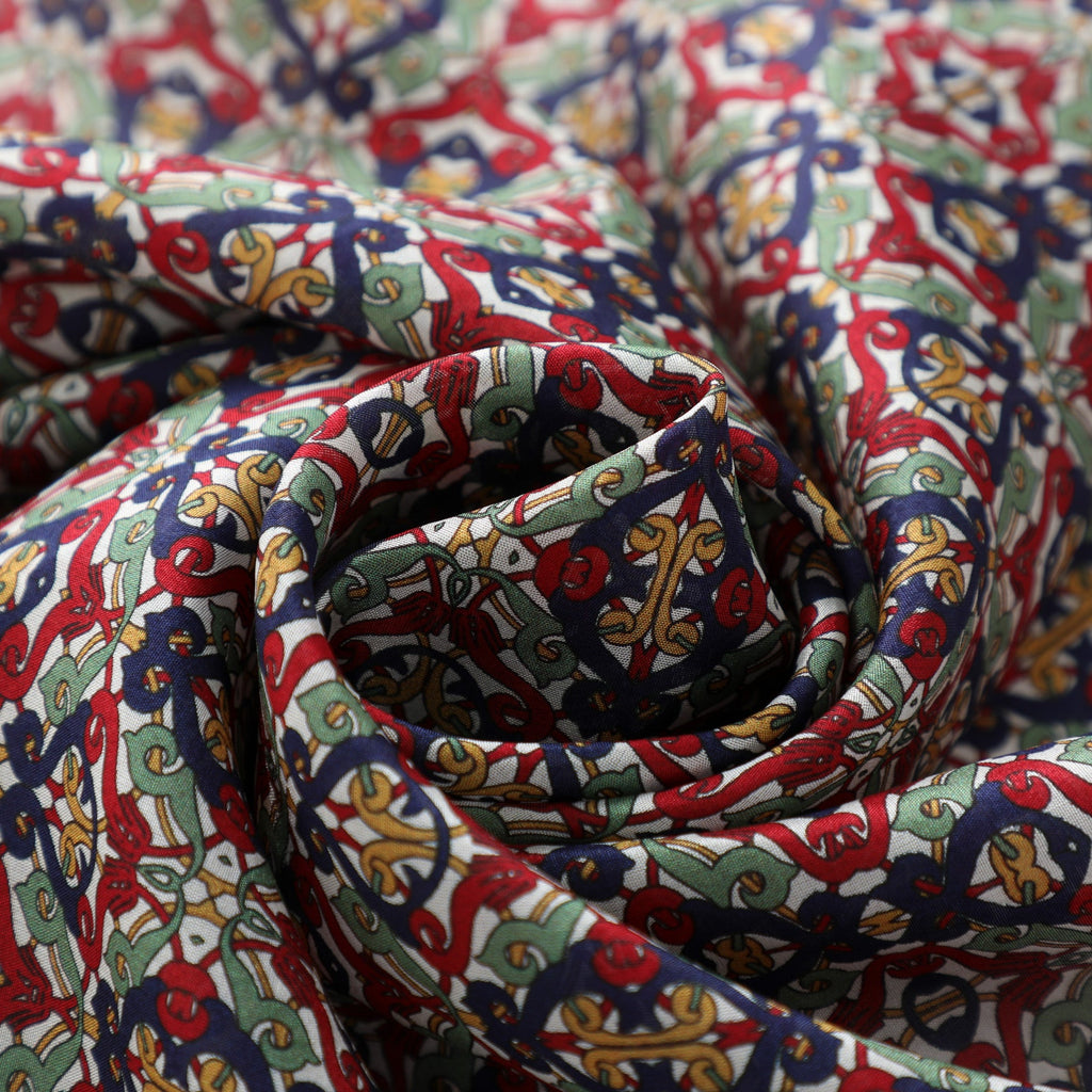 Burgundy Silk Scarf with Geometrical Print Sultana