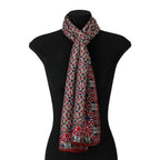 Burgundy Silk Scarf with Geometrical Print Sultana