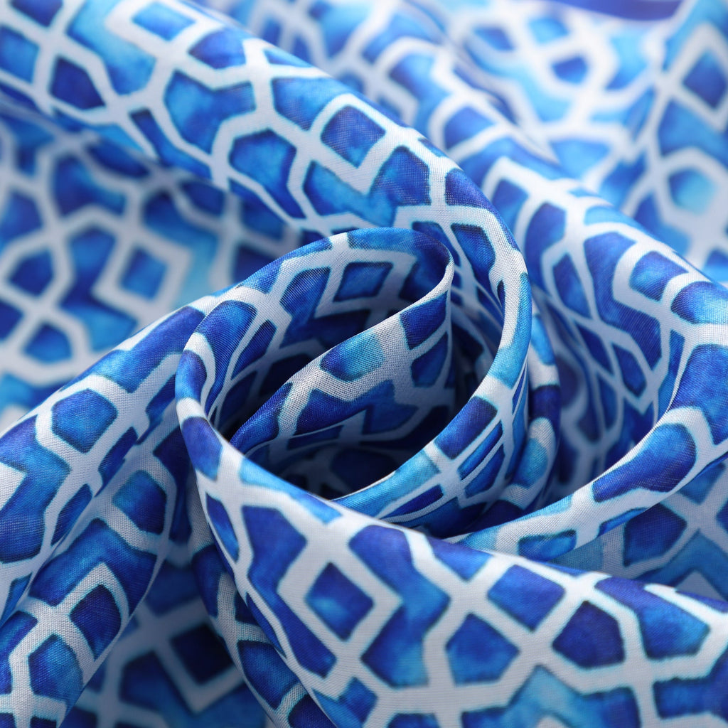 Oblong Blue Silk Scarf Alcazaba