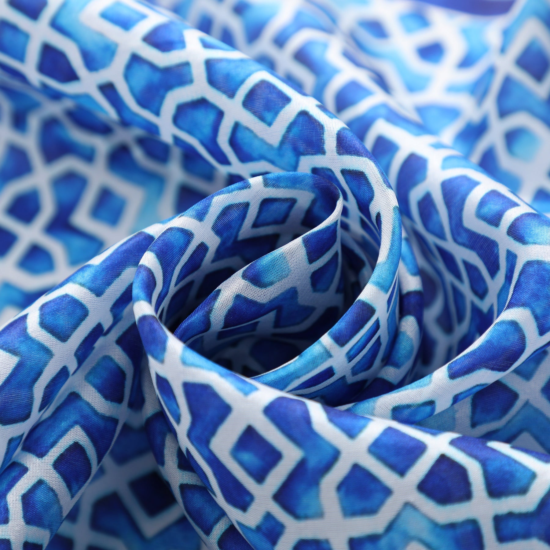 Oblong Blue Silk Scarf Alcazaba