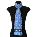 Oblong Blue Silk Scarf Alcazaba