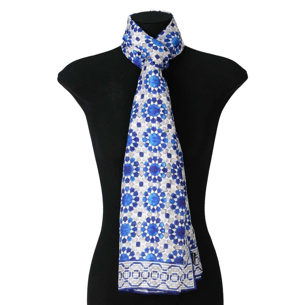 Blue and Grey Silk Scarf Najma