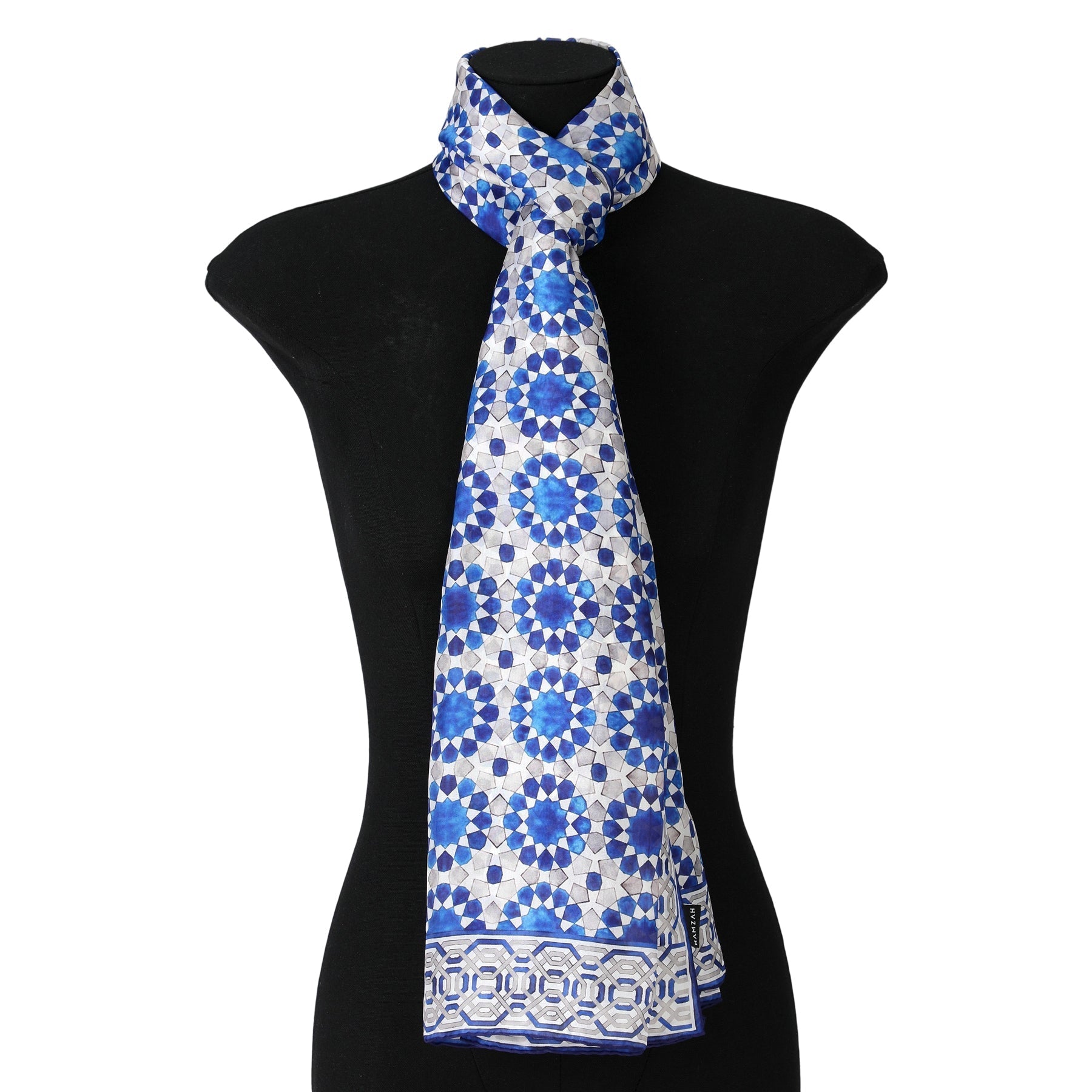 Blue and Grey Silk Scarf Najma