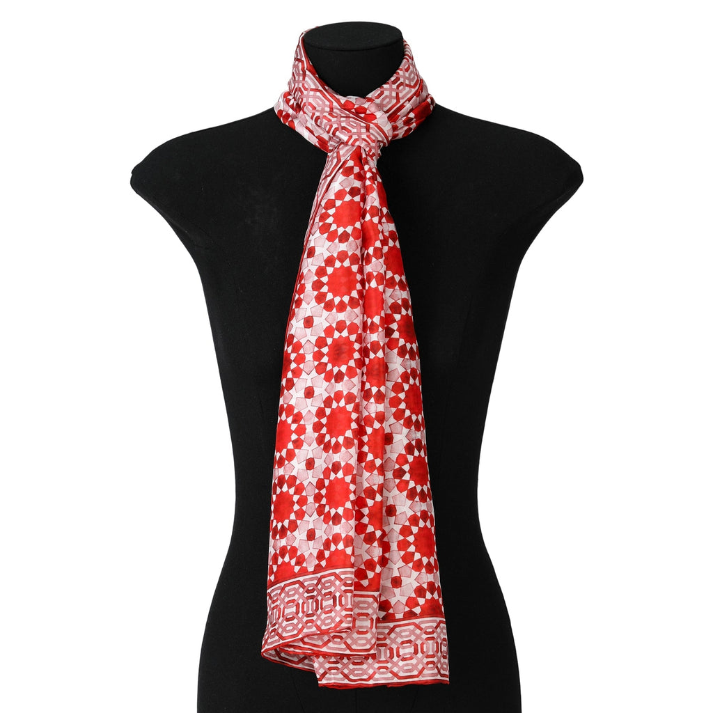 Moroccan Inspired Red Silk Scarf Najma