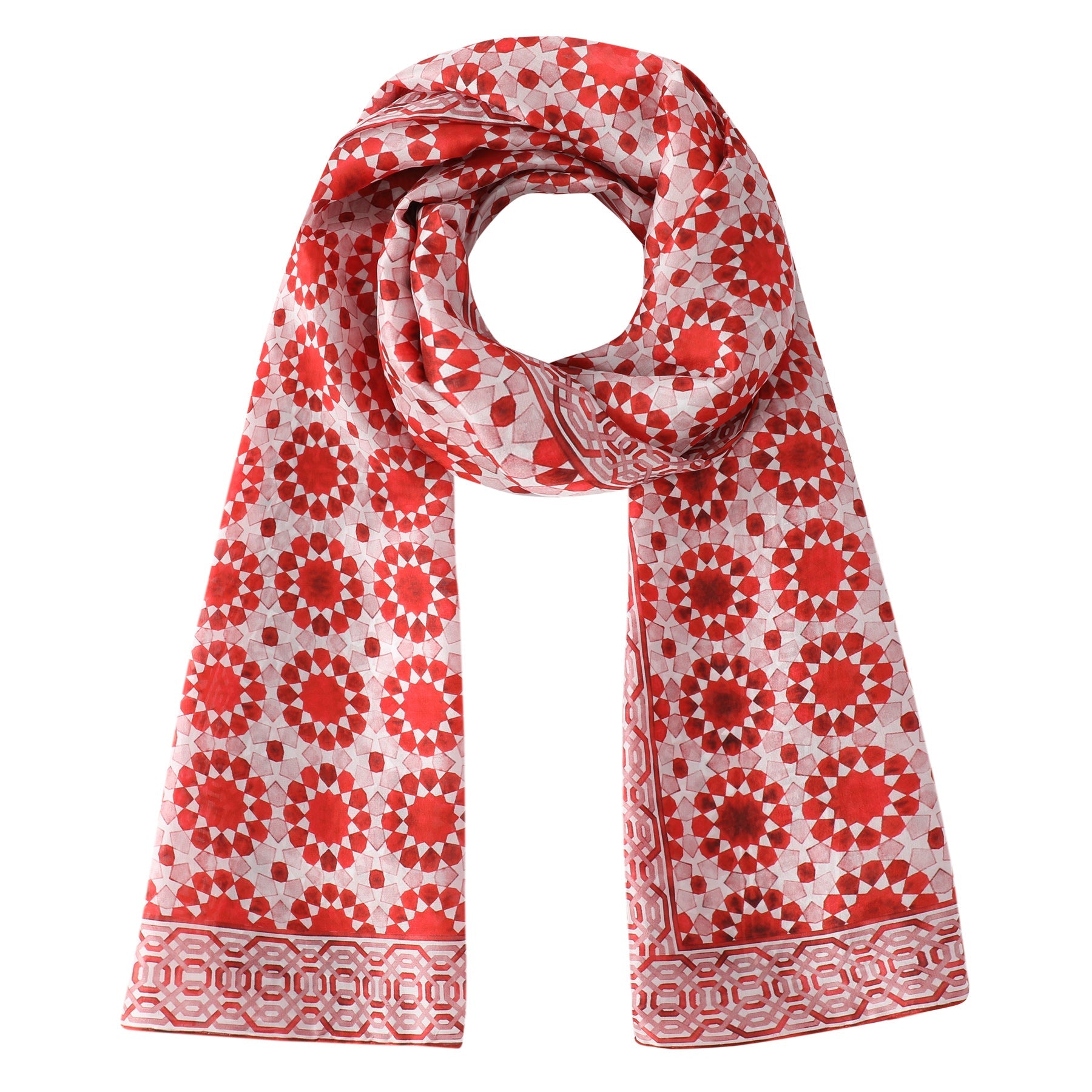 Moroccan Inspired Red Silk Scarf Najma
