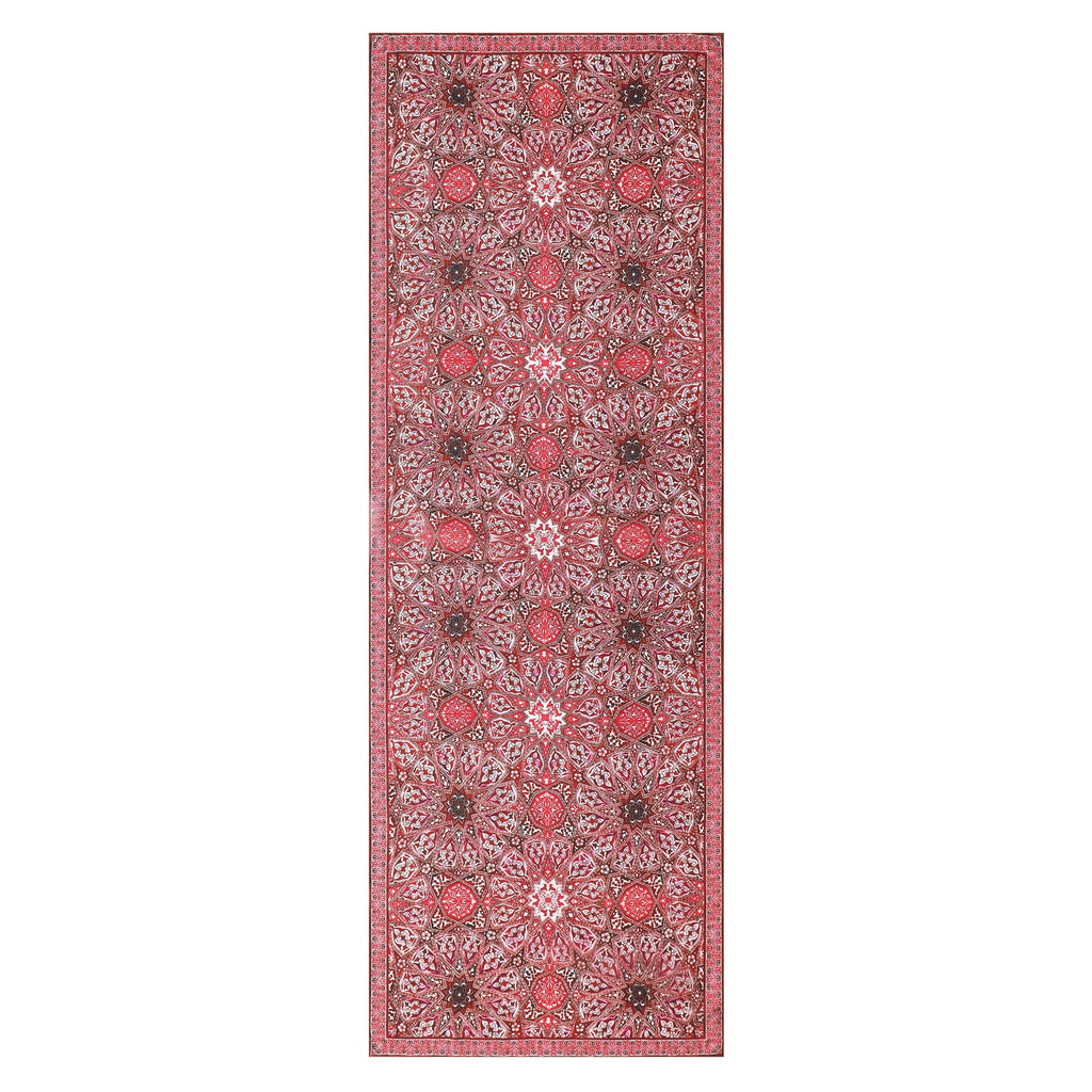 Red Silk Scarf with Geometric Turkish Print