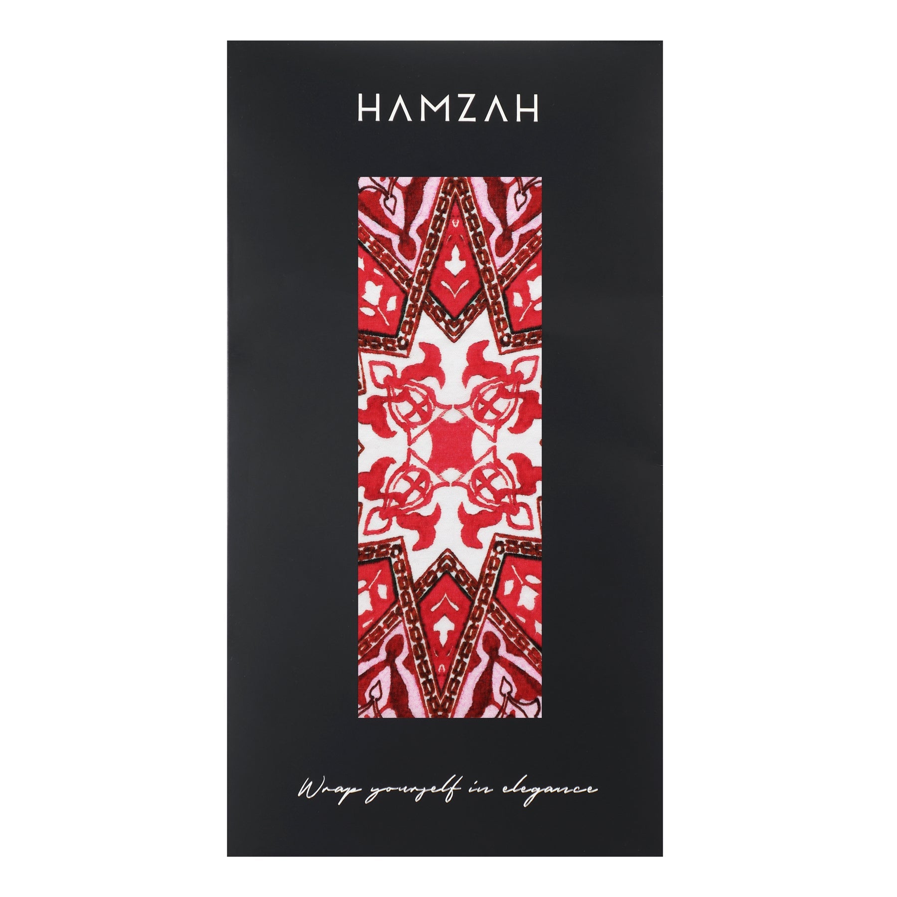 Red Silk Scarf with Geometric Turkish Print