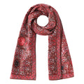 Red Silk Scarf with Geometric Turkish Print