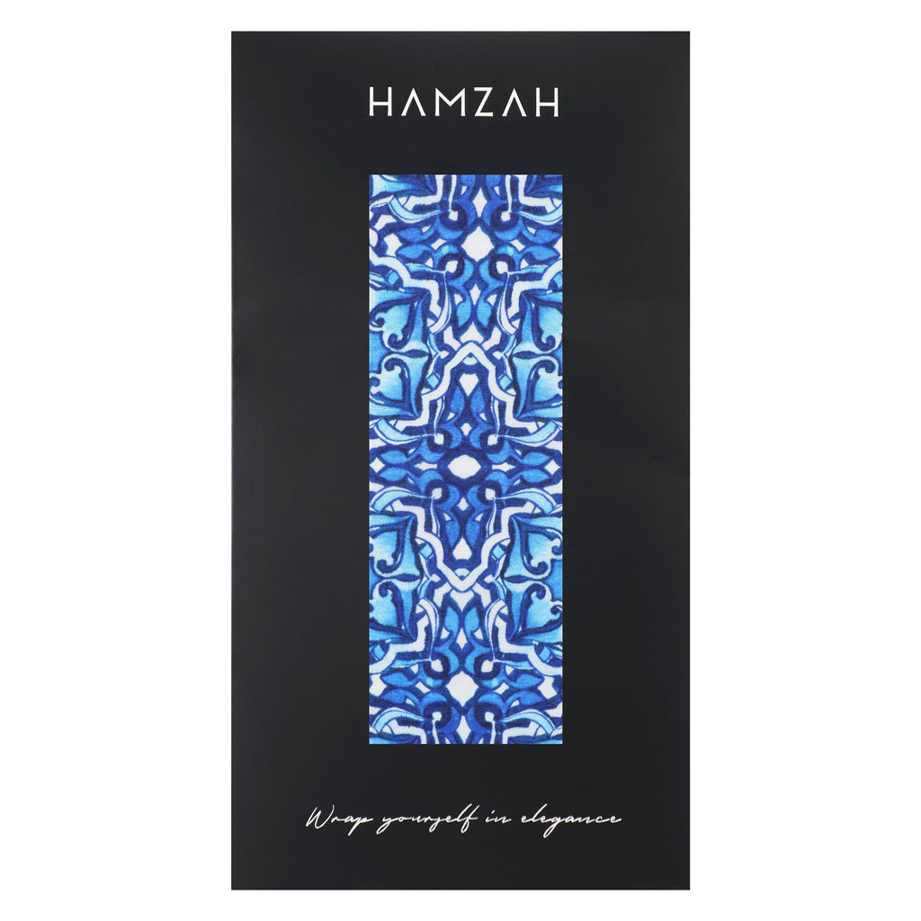 Blue Silk Scarf with Geometric Print Farah