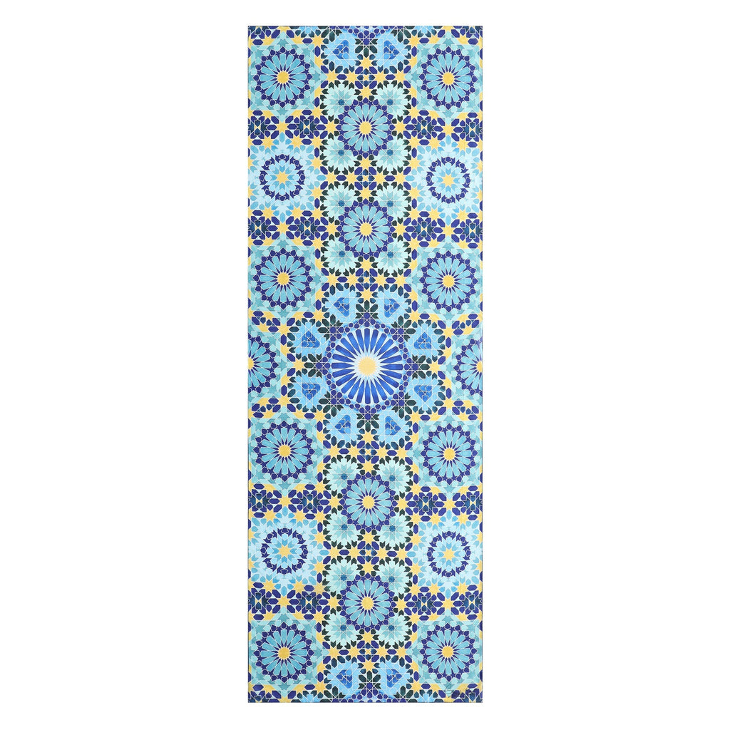 Blue and Gold Silk Scarf Secret Flower