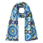 Blue and Gold Silk Scarf Secret Flower