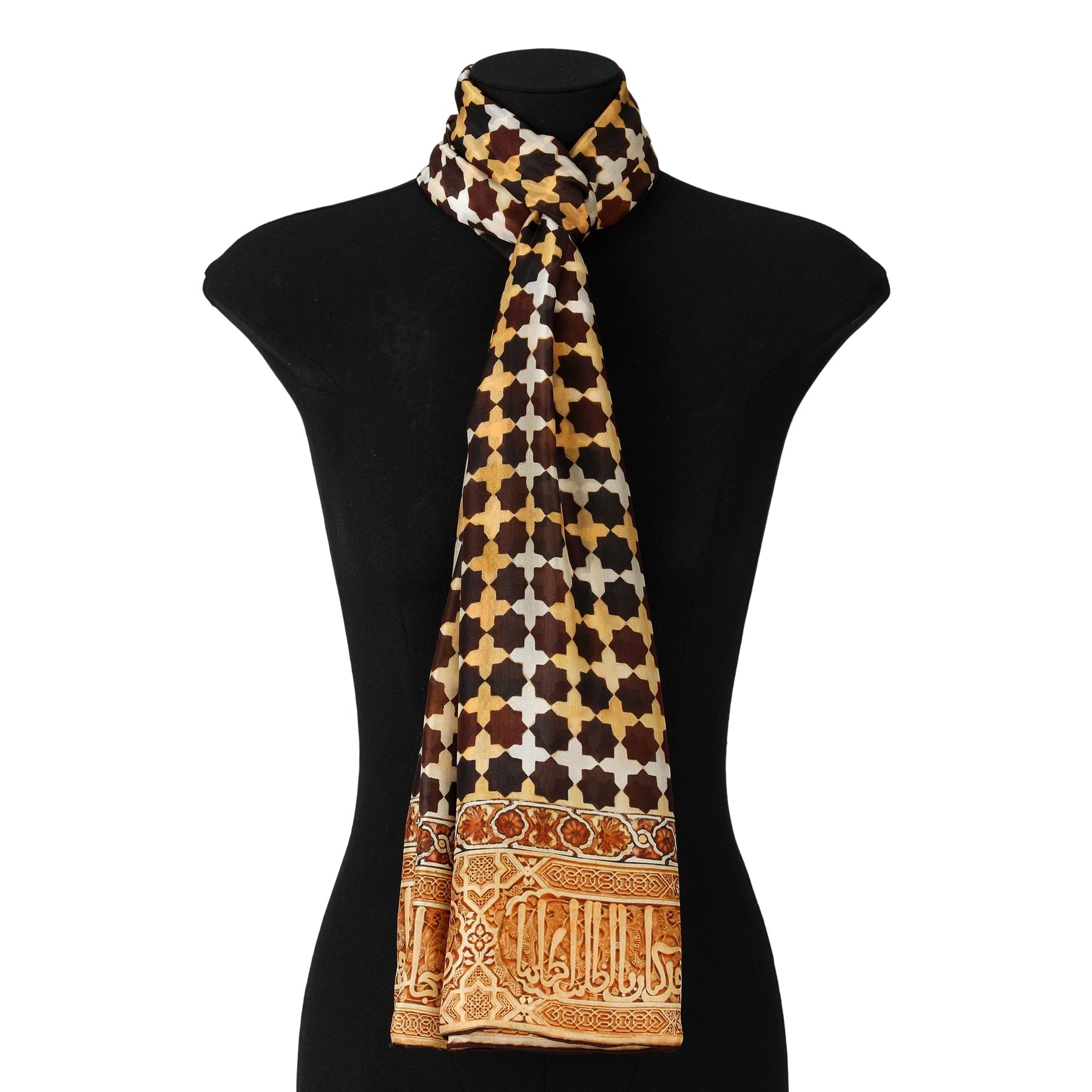 Brown Large Silk Scarf Andalus