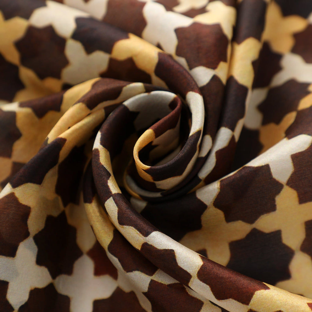 Brown Large Silk Scarf Andalus