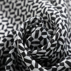 Black and White Silk Scarf with Geometric Print Aswad