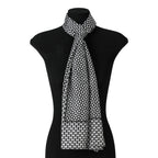Black and White Silk Scarf with Geometric Print Aswad