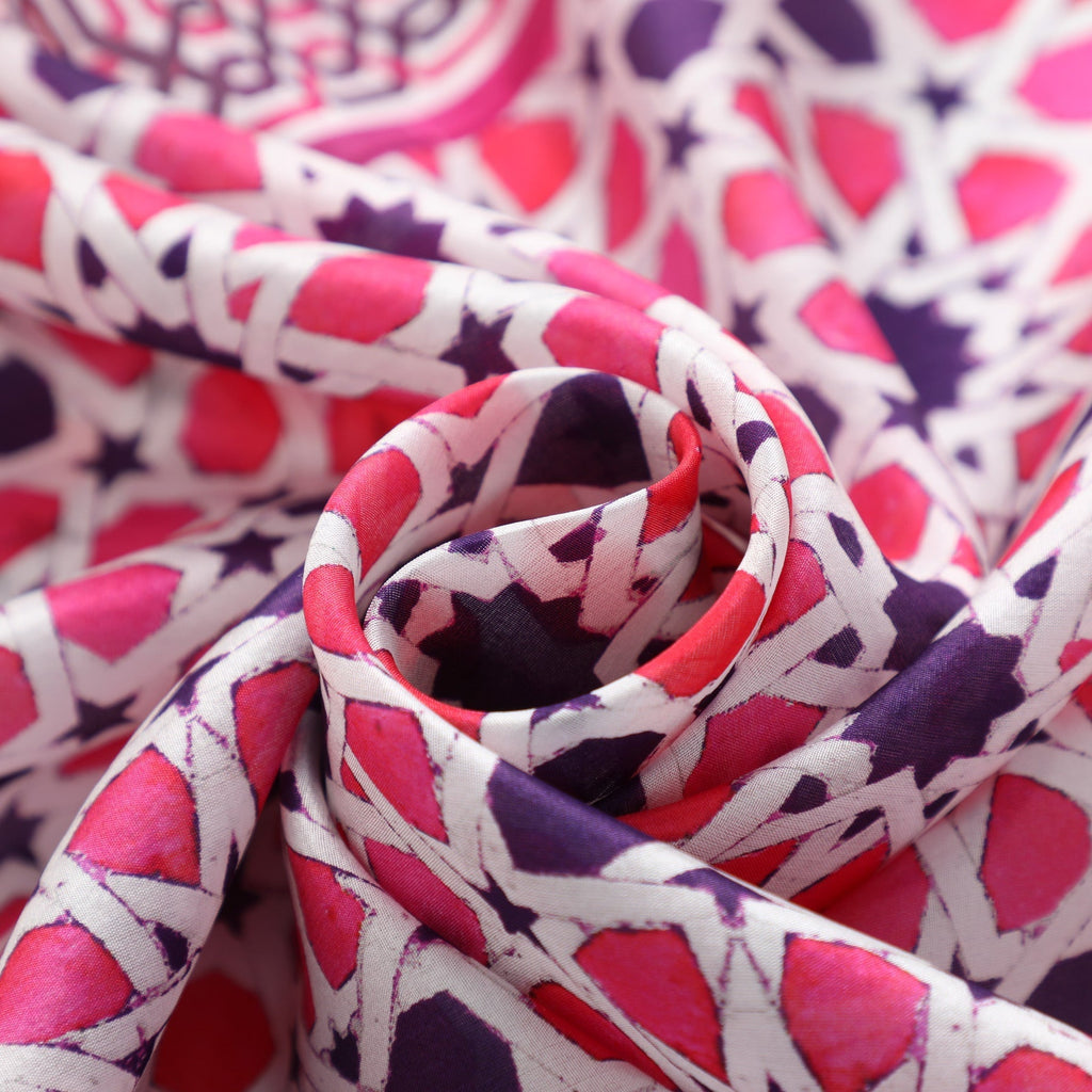 Pink Islamic Art Silk Scarf Partal