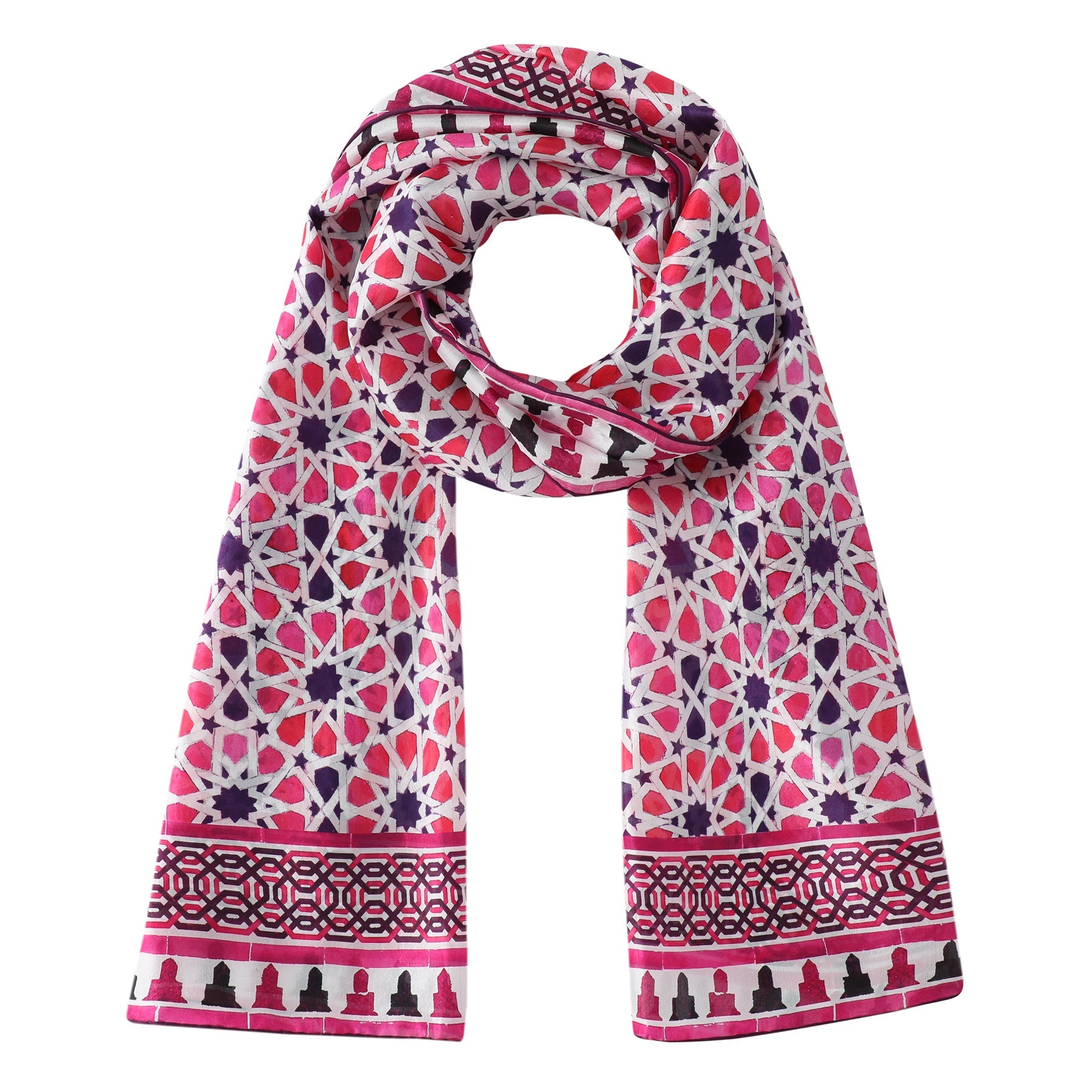 Pink Islamic Art Silk Scarf Partal
