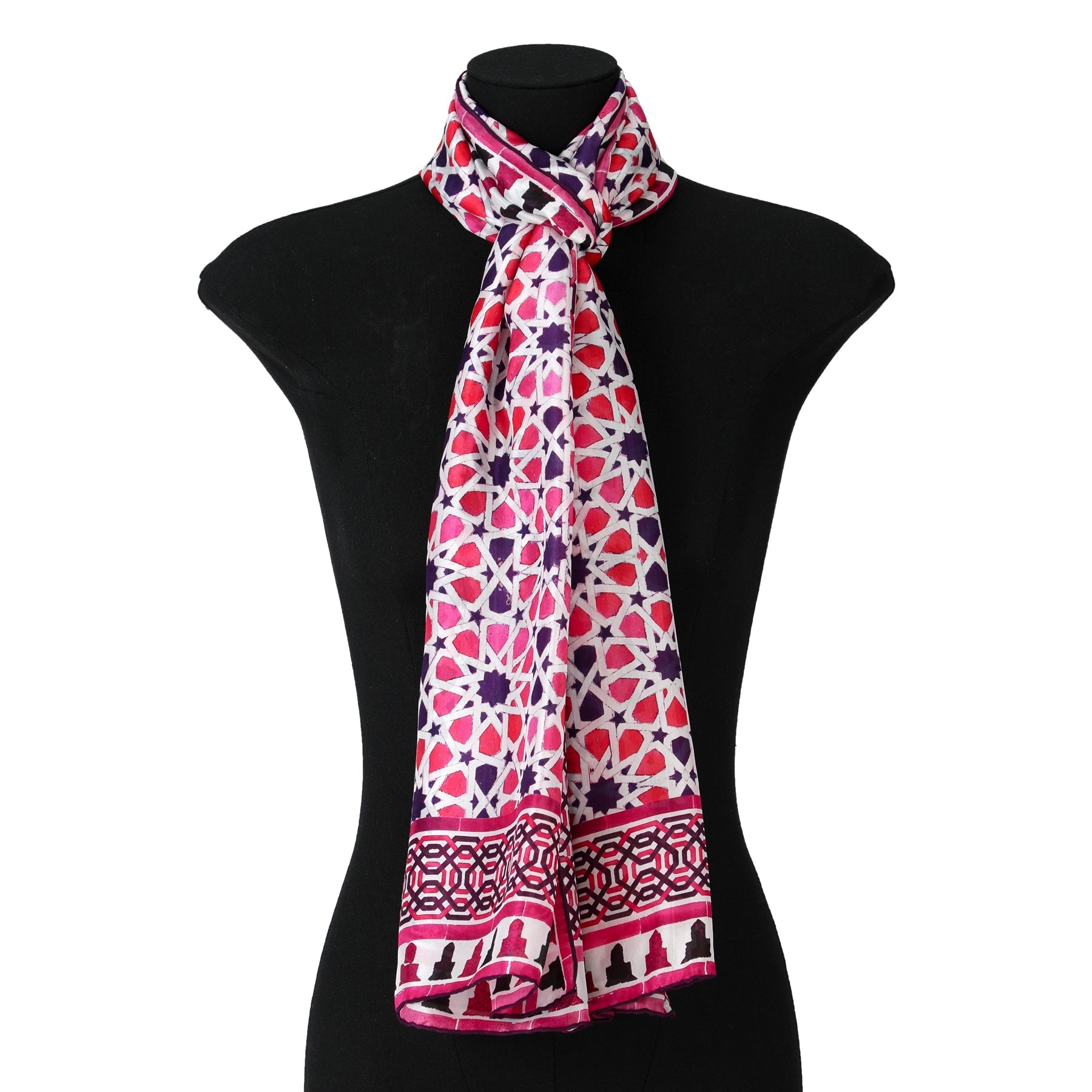 Pink Islamic Art Silk Scarf Partal