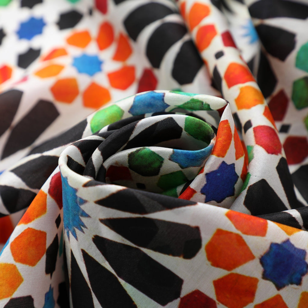 Green and Orange Silk Scarf Garnata