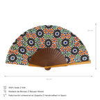 Andalusian Tiles inspired folding hand fan Garnata green