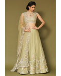 Pistachio Embroidered Silk Organza Lehenga Set By KYNAH, Luxury Indian Fashion & Bridal Wear