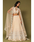 Almond Embroidered Tulle Lehenga Set By KYNAH, Luxury Indian Fashion & Bridal Wear