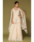 Almond Embroidered Tulle Sharara Set By KYNAH, Luxury Indian Fashion & Bridal Wear