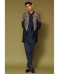 Midnight Navy Dori Embroidered Bandhgala Set By KYNAH, Luxury Indian Fashion & Bridal Wear