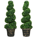 Set of 2 Decorative Artificial Plants Topiary Spiral Boxwood Trees in Pot, 90cm, Green