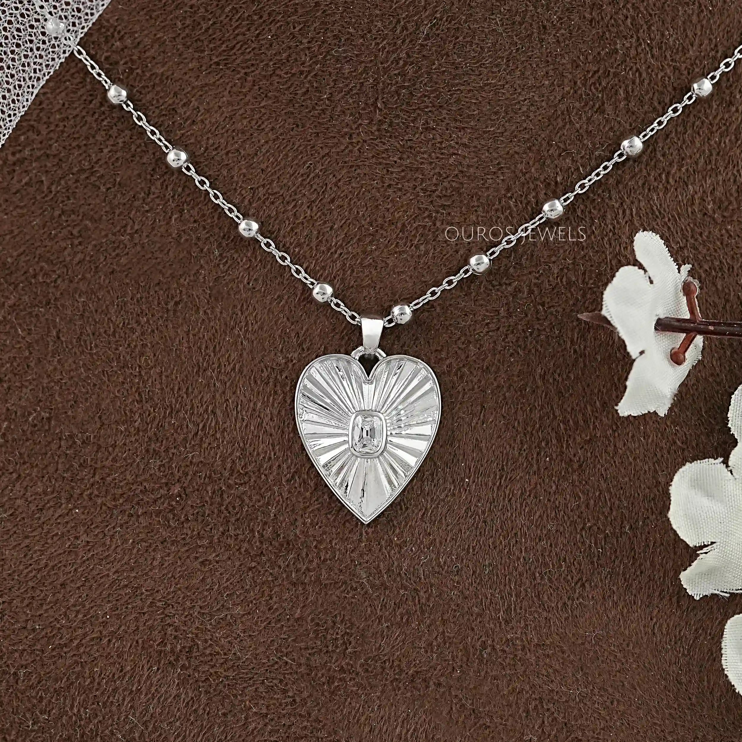 Diamond Fluted Heart shape Pendant