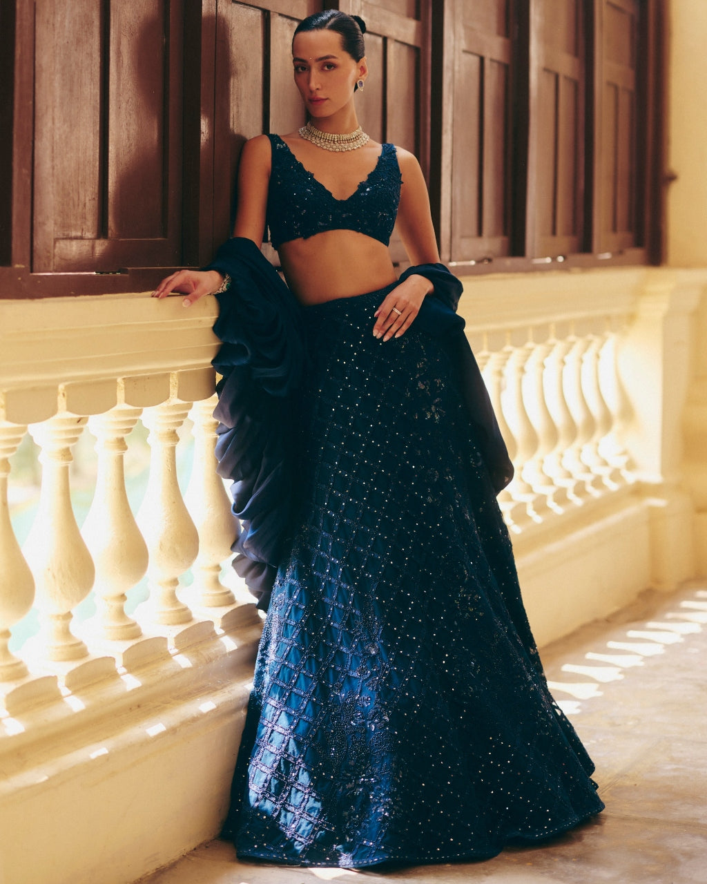 Blue Diana Lehenga Set By KYNAH, Luxury Indian Fashion & Bridal Wear