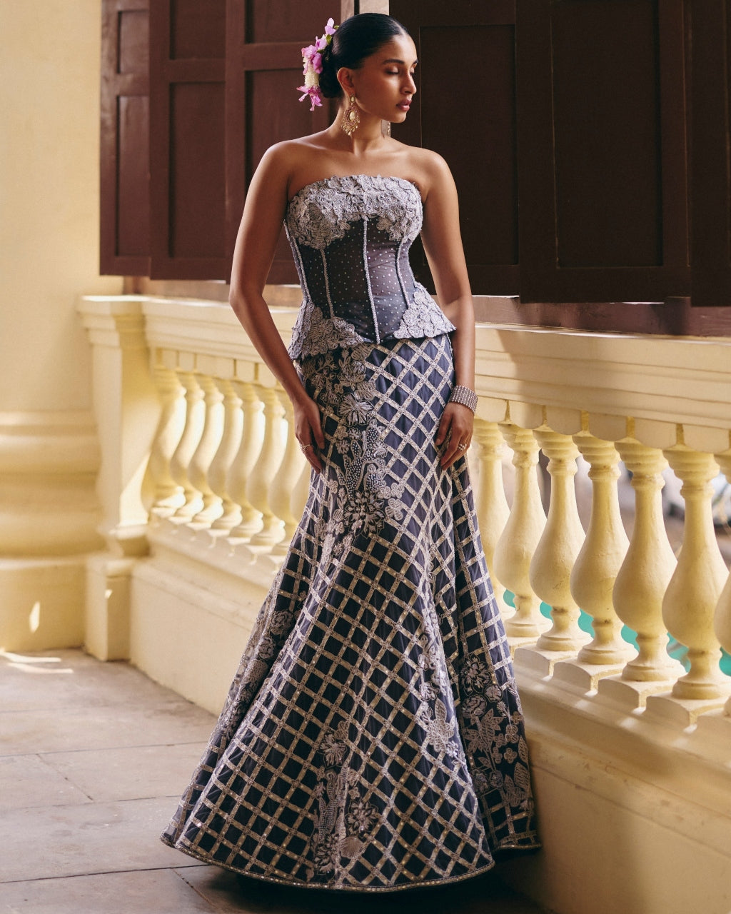 Gray Diana Lehenga Set By KYNAH, Luxury Indian Fashion & Bridal Wear