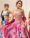 Fuchsia Print Lehenga With Corset Set By KYNAH, Luxury Indian Fashion & Bridal Wear