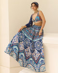 Teal Print And Highlighted Lehenga Set By KYNAH, Luxury Indian Fashion & Bridal Wear