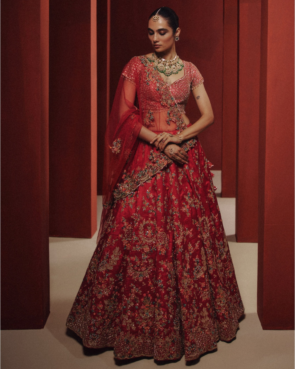 Imperial Rouge Bridal Lehenga Set By KYNAH, Luxury Indian Fashion & Bridal Wear