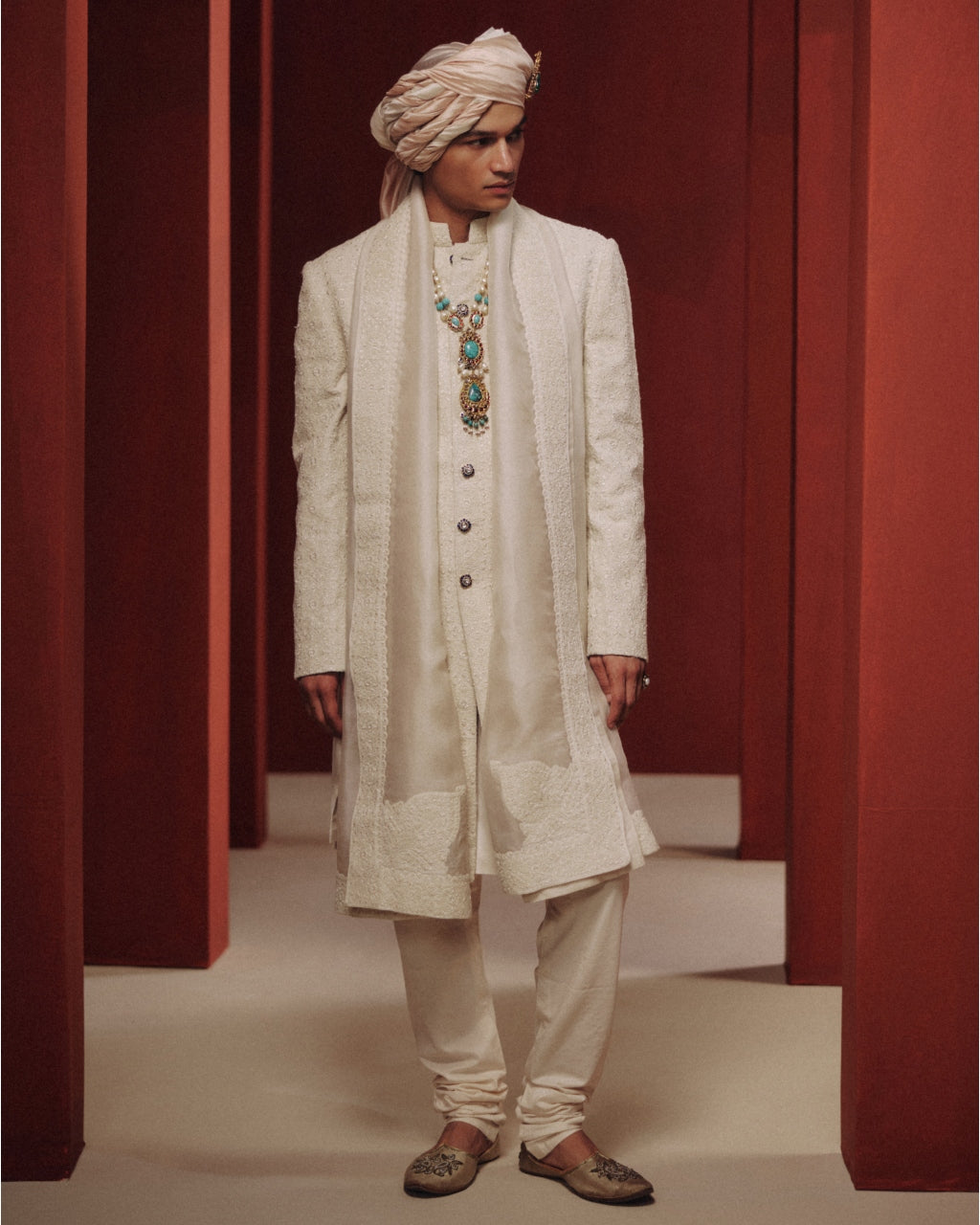 The Moonlit Pearl Sherwani Set By KYNAH, Luxury Indian Fashion & Bridal Wear