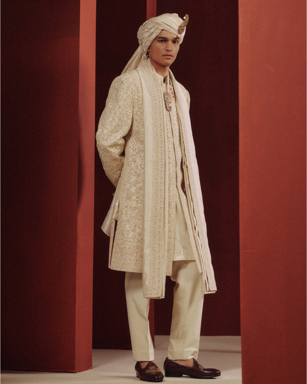 The Ivory Bloom Sherwani Set By KYNAH, Luxury Indian Fashion & Bridal Wear