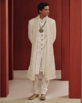 The White Solstice Sherwani Set By KYNAH, Luxury Indian Fashion & Bridal Wear