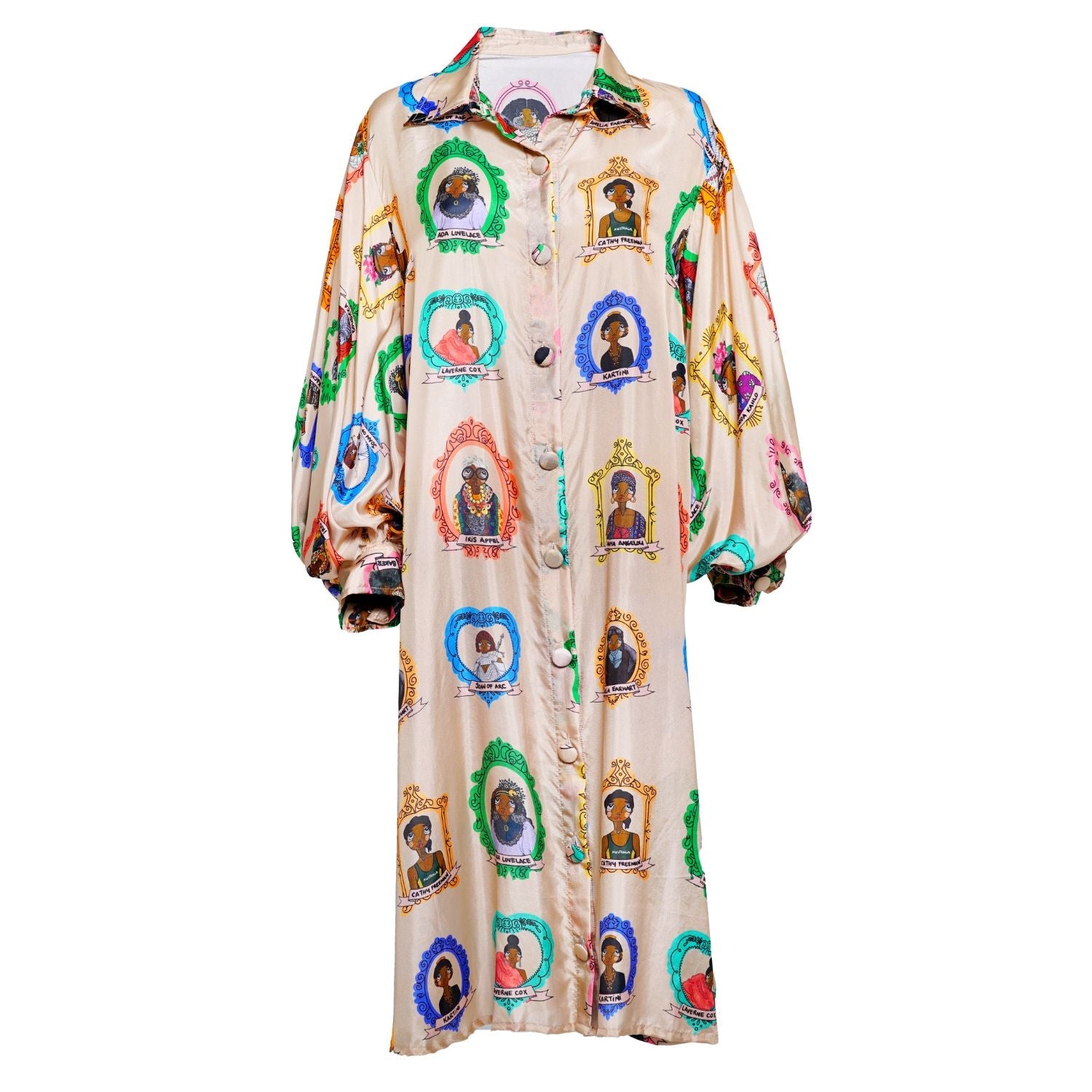 Collared Balloon Sleeve Midi Dress | PR Sample