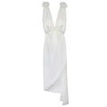 Silky Draped Dress With Roses | Ecru