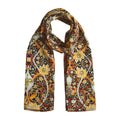 Vintage Floral Silk Scarf with Ornate Bird & Bloom Motifs