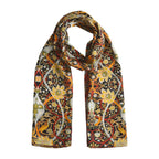 Vintage Floral Silk Scarf with Ornate Bird & Bloom Motifs