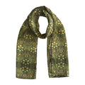 Vintage Green Silk Scarf with Ornate Gold Motifs