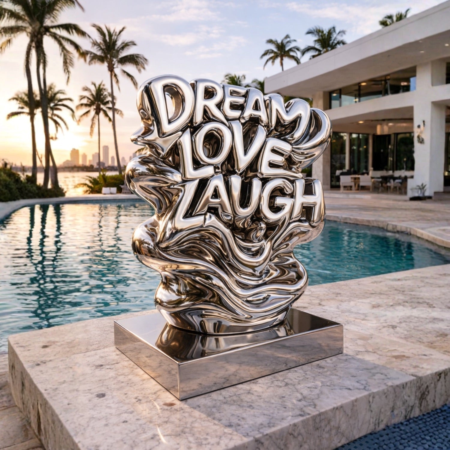 OSO Stainless Steel Luxe Mantra Sculpture - Height: 36 inch (91 cm) / Flowing