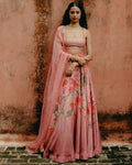 Pink Ombre Printed Lehenga Set By KYNAH, Luxury Indian Fashion & Bridal Wear