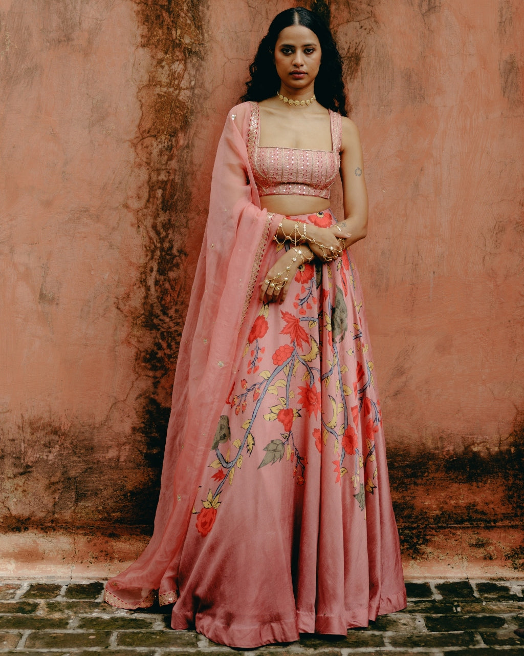 Pink Ombre Printed Lehenga Set By KYNAH, Luxury Indian Fashion & Bridal Wear