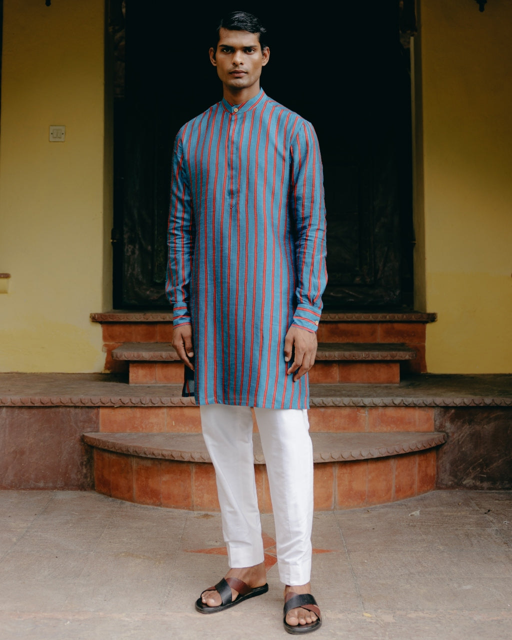 Azure Blue Printed Kurta Set By KYNAH, Luxury Indian Fashion & Bridal Wear