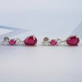 Red Ruby Pear Cut Lab Gemstone Drop Dangle Earrings