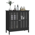 2-Tier Sideboard Storage Cabinet with Transparent Doors for Kitchen, Bathroom, Black